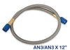 NOS 15030NOS -3 PTFE Lined Braided Stainless Steel Nitrous Supply Hose, 12 inch length, -4 AN blue straight ends, sold individually