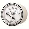 AutoMeter 1216 Old Tyme White II 2-1/16” Fuel Level gauge, Electrical, sender range 240 ohmsE/33 ohmsF, white face, domed lens, analog, sold individually