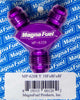 MagnaFuel MP-6208 Purple Y Fitting, -8 AN Male to -8 AN Male to -10 AN Male, flare to flare, aluminum, Purple anodized, sold individually