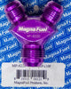 MagnaFuel MP-6220 Purple Y Fitting, -10 AN Male to -10 AN Male to -12 AN Male, flare to flare, aluminum, Purple anodized, sold individually