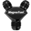 MagnaFuel MP-6288-BLK Black Y Fitting, -8 AN Male to -8 AN Male to -8 AN Male, flare to flare, aluminum, Black anodized, sold individually