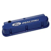 Ford 302-136 Valve Covers, Aluminum, Slant Edge, Powdercoated Blue, fits 289, 302, and 351W engines from 1963-2001, sold as a pair