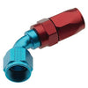 Fragola 224507 Red/Blue Reducer Pro-Flow Race Hose End, -8 AN Female to 6 AN Hose, Series 2000, 45 degree, aluminum, Red/Blue anodized, sold individually