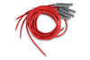 MSD 31199 Universal Super Conductor 8.5MM Spark Plug Wire Set, for use with late model HEI “spark plug top” distributor caps, Red Wires with Gray Boots
