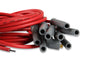 MSD 31199 Universal Super Conductor 8.5MM Spark Plug Wire Set, for use with late model HEI “spark plug top” distributor caps, Red Wires with Gray Boots