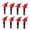 MSD 82438 Blaster Ignition Coil Set, for 2004-2008 Ford SOHC 3-Valve V8 engines, Red, Direct Replacement, improved mid-range power & smooth idle, set of 8