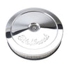 Edelbrock 1208 Pro-Flo Chrome 10” Round Air Cleaner, includes 2-inch paper element, triple plated, works with all popular 5-1/8” diameter carburetors