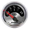 AutoMeter 1217 American Muscle 2-1/16” Fuel Level gauge, Electrical, sender range 240 ohmsE/33 ohmsF, silver face, analog, sold individually