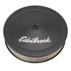 Edelbrock 1223 Pro-Flo Black 14” Round Air Cleaner, includes 3-inch paper element, triple plated, works with all popular 5-1/8” diameter carburetors