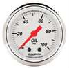 AutoMeter 1321 Arctic White 2-1/16” Oil Pressure gauge, Mechanical, ranges 0-100 PSI, white face, incandescent lighting, analog, sold individually
