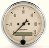 AutoMeter 1887 Antique Beige 3-1/8” Speedometer, 0-120 MPH, Electrical, incandescent lighting, lit LCD odometer, programmable, analog, sold individually