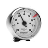 AutoMeter 2304 Autogage 3-3/4” Pedestal 8,000 RPM Tachometer, White/Chrome, high visibility, incandescent lighting, includes mounting bracket