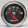 AutoMeter 2522 Traditional Chrome 2-1/16” Oil Pressure gauge, Electrical, ranges from 0-100 PSI, black face, analog, sold individually