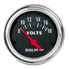 AutoMeter 2592 Traditional Chrome 2-1/16 Voltmeter gauge, Electrical, ranges from 8-18 Volts, black face, analog, sold individually