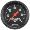AutoMeter 2611 Z-Series 2-1/16” Exhaust Pressure gauge, Mechanical, range from 0-60 PSI, black face, incandescent lighting, analog