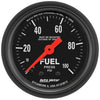 AutoMeter 2612 Z-Series 2-1/16” Fuel Pressure gauge, Mechanical, range from 0-100 PSI, black face, incandescent lighting, analog