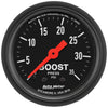 AutoMeter 2616 Z-Series 2-1/16” Boost Pressure gauge, Mechanical, range from 0-35 PSI, black face, incandescent lighting, analog