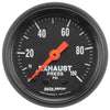 AutoMeter 2619 Z-Series 2-1/16” Exhaust Pressure gauge, Mechanical, range from 0-100 PSI, black face, incandescent lighting, analog