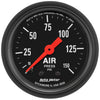 AutoMeter 2620 Z-Series 2-1/16” Air Pressure gauge, Mechanical, range from 0-150 PSI, black face, incandescent lighting, analog