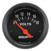 AutoMeter 2645 Z-Series 2-1/16” Voltmeter gauge, Electrical, range 8-18 Volts, black face, incandescent lighting, analog, sold individually