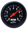 AutoMeter 2698 Z-Series 2-1/16” In-Dash 8,000 RPM Tachometer, incandescent lighting, includes mounting hardware, sold individually