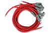 MSD 31239 Universal Super Conductor 8.5MM Spark Plug Wire Set, for use with late model HEI “spark plug top” distributor caps, Red Wires with Gray Boots