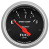AutoMeter 3314 Sport-Comp 2-1/16” Fuel Level gauge, Electrical, sender range 0 ohmsE/90 ohmsF, black face, incandescent lighting, analog, sold individually