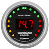 AutoMeter 3379 Sport-Comp 2-1/16” Wideband Street Air/Fuel Ratio gauge, Digital, sender range 10:1-17:1 AFR, black face, LED lighting, sold individually