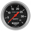 AutoMeter 3404 Sport-Comp 2-5/8" Boost Pressure gauge, range from 0-35 PSI, black face, incandescent lighting, analog, mechanical, Sold Individually