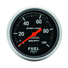 AutoMeter 3412 Sport-Comp 2-5/8" Fuel Pressure gauge, range from 0-100 PSI, black face, incandescent lighting, analog, mechanical, Sold Individually