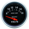 AutoMeter 3592 Sport-Comp 2-5/8” Voltmeter gauge, Electrical, ranges 8-18 Volts, black face, incandescent lighting, analog, sold individually