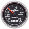 AutoMeter 3603 Sport-Comp II 2-1/16” Boost/Vacuum Pressure gauge, range from 30 in. Hg/30 PSI, black face, LED lighting, analog, mechanical sending unit