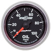 AutoMeter 3621 Sport-Comp II 2-1/16” Oil Pressure gauge, range from 0-100 PSI, black face, LED lighting, analog, mechanical sending unit