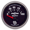 AutoMeter 3627 Sport-Comp II 2-1/16” Oil Pressure gauge, Electrical, ranges 0-100 PSI, black face, LED lighting, analog, sold individually