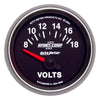 AutoMeter 3692 Sport-Comp II 2-1/16” Voltmeter gauge, Electrical, ranges 8-18 Volts, black face, LED lighting, analog, sold individually