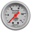 AutoMeter 4311 Ultra-Lite 2-1/16” Fuel Pressure gauge, Mechanical, range from 0-15 PSI, silver face, incandescent lighting, analog