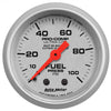 AutoMeter 4312 Ultra-Lite 2-1/16” Fuel Pressure gauge, Mechanical, range from 0-100 PSI, silver face, incandescent lighting, analog