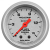 AutoMeter 4313 Ultra-Lite 2-1/16” Fuel Pressure gauge with isolator, Mechanical, range from 0-15 PSI, silver face, incandescent lighting, analog