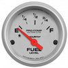 AutoMeter 4314 Ultra-Lite 2-1/16” Fuel Level gauge, Electrical, sender range 0 ohmsE/90 ohmsF, silver face, incandescent lighting, analog, sold individually
