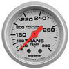 AutoMeter 4351 Ultra-Lite 2-1/16” Transmission Temperature gauge, Mechanical, range from 140-280° F, silver face, incandescent lighting, analog