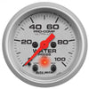 AutoMeter 4368 Ultra-Lite 2-1/16” Water Pressure gauge, Digital Stepper Motor, 0-100 PSI, silver face, analog, sold individually
