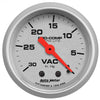 AutoMeter 4384 Ultra-Lite 2-1/16” Vacuum Pressure gauge, Mechanical, range from 30 in. Hg, silver face, incandescent lighting, analog