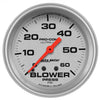 AutoMeter 4402 Ultra-Lite 2-5/8” Blower Pressure gauge, Mechanical, range from 0-60 PSI, silver face, incandescent lighting, analog