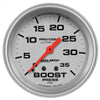 AutoMeter 4404 Ultra-Lite 2-5/8” Boost Pressure gauge, Mechanical, range from 0-35 PSI, silver face, incandescent lighting, analog