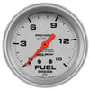 AutoMeter 4411 Ultra-Lite 2-5/8” Fuel Pressure Gauge, Mechanical, range from 0-15 PSI, silver face, incandescent lighting, analog