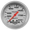 AutoMeter 4426 Ultra-Lite 2-5/8” Brake Pressure gauge, Mechanical, range from 0-2000 PSI, silver face, incandescent lighting, analog