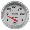 AutoMeter 4427 Ultra-Lite 2-5/8” Oil Pressure gauge, Electrical, ranges from 0-100 PSI, silver face, analog, sold individually