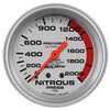 AutoMeter 4428 Ultra-Lite 2-5/8” Nitrous Pressure gauge, Mechanical, range from 0-2000 PSI, silver face, incandescent lighting, analog