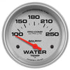 AutoMeter 4437 Ultra-Lite 2-5/8” Water Temperature gauge, Electrical, ranges from 100-250° F, silver face, analog, sold individually