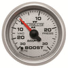 AutoMeter 4903 Ultra-Lite II 2-1/16” Boost/Vacuum Pressure gauge, range 0-30 in. Hg & 0-30 PSI, silver face, LED lighting, analog, mechanical sending unit